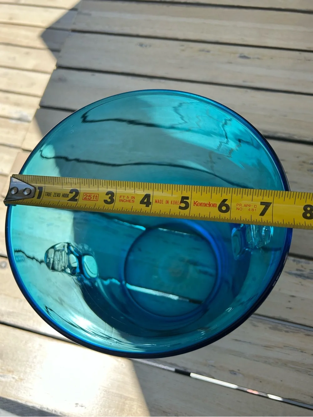 Vintage Hand Blown Glass Blue Ice Bucket